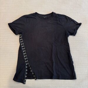 All Saints Black Tee with Side Accents - Size M
